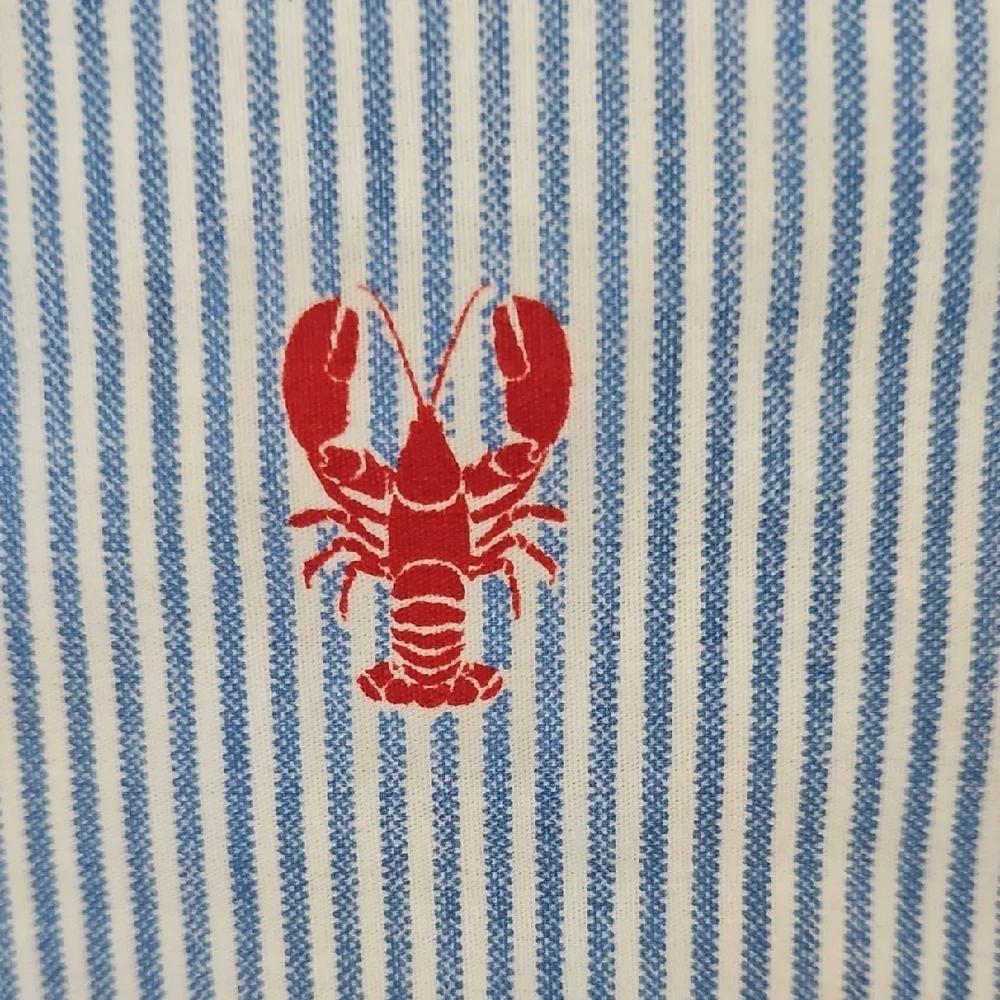 Tommy Hilfiger White Blue Stripes Red Nautical Lobster Cotton Twin Flat Sheet